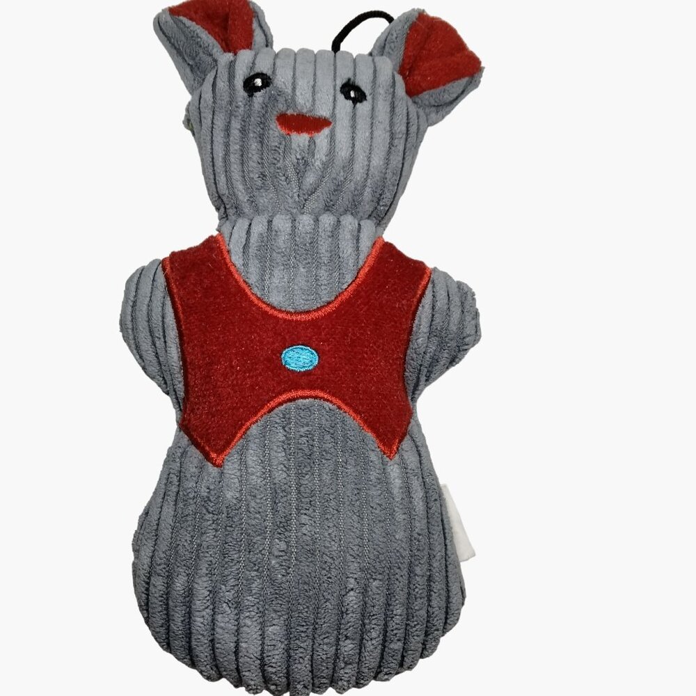 Hugglehounds Gray Mouse Dog Toy Squeaky Plush 8 inch